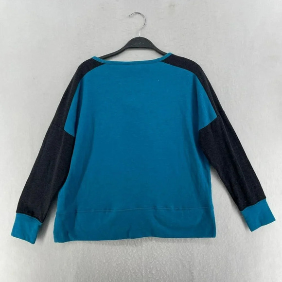 San Jose Sharks Lace-Up Sweatshirt Women's Sz S Blue Colorblock NHL Pullover - Picture 2 of 10